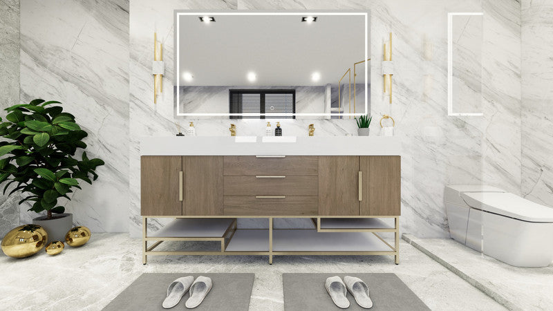 Bethany 72" Freestanding Bathroom Vanity with Reinforced Acrylic Integrated Sink Top