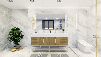 Bethany 72" Freestanding Bathroom Vanity with Reinforced Acrylic Integrated Sink Top