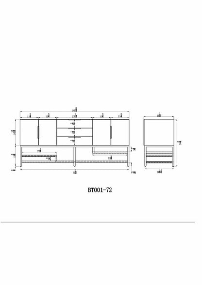 Bethany 72" Freestanding Bathroom Vanity with Reinforced Acrylic Integrated Sink Top