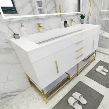 Bethany 72" Freestanding Bathroom Vanity with Reinforced Acrylic Integrated Sink Top