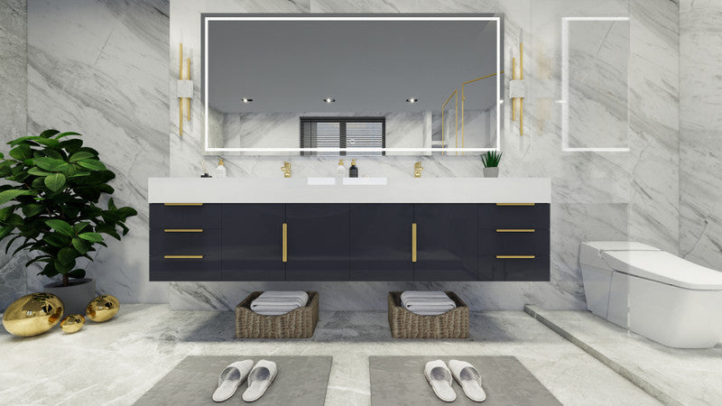 Bethany 84" Wall Mounted Bathroom Vanity with Reinforced Acrylic Integrated Sink Top