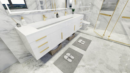 Bethany 84" Wall Mounted Bathroom Vanity with Reinforced Acrylic Integrated Sink Top
