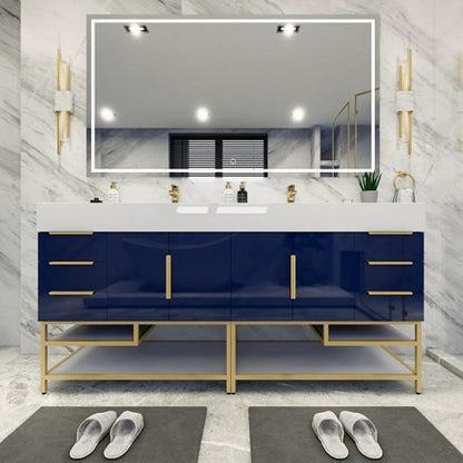 Bethany Double Drawer 72" Freestanding Bathroom Vanity with Reinforced Acrylic Integrated Sink Top