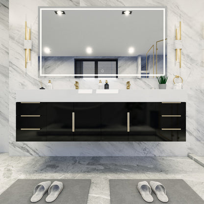Bethany Double Drawer 72" Wall Mounted Bathroom Vanity with Reinforced Acrylic Integrated Sink Top