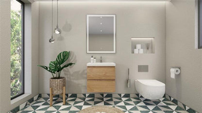 Bohemia Lina 24" Wall Mounted Bathroom Vanity with Reinforced Acrylic Integrated Sink Top