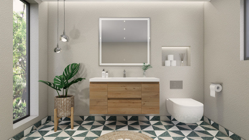 Bohemia Lina 48" Wall Mounted Bathroom Vanity with Reinforced Acrylic Integrated Sink Top