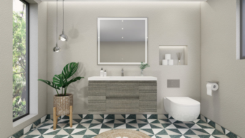 Bohemia Lina 48" Wall Mounted Bathroom Vanity with Reinforced Acrylic Integrated Sink Top