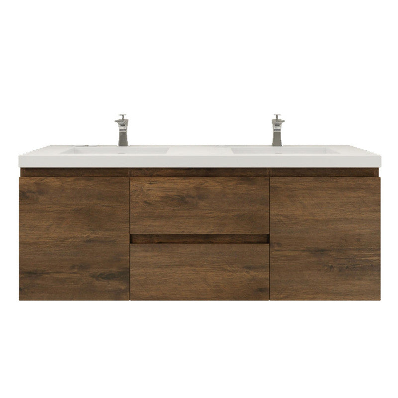 Bohemia Lina 60" Wall Mounted Bathroom Vanity with Reinforced Acrylic Integrated Sink Top