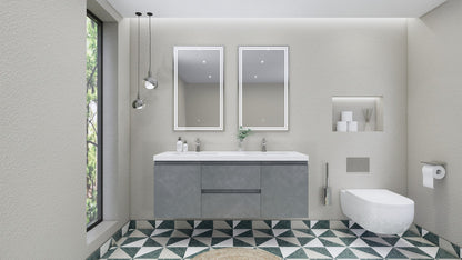 Bohemia Lina 60" Wall Mounted Bathroom Vanity with Reinforced Acrylic Integrated Sink Top