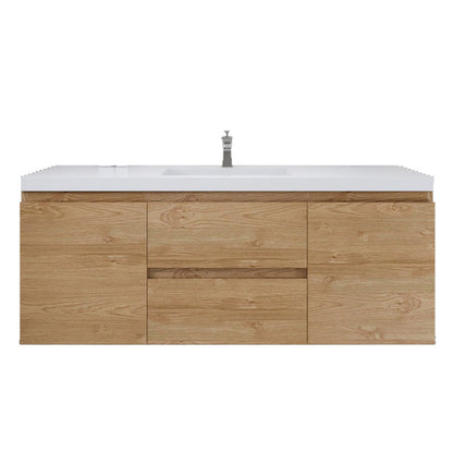 Bohemia Lina 60" Wall Mounted Bathroom Vanity with Reinforced Acrylic Integrated Sink Top