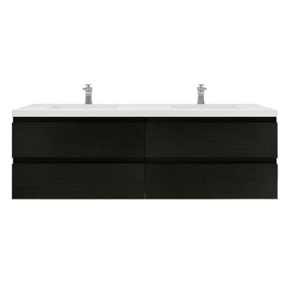 Bohemia Lina 72" Wall Mounted Bathroom Vanity with Reinforced Acrylic Integrated Sink Top
