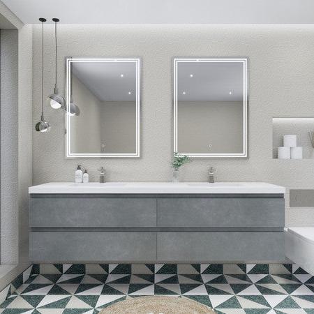 Bohemia Lina 84" Wall Mounted Bathroom Vanity with Reinforced Acrylic Integrated Sink Top