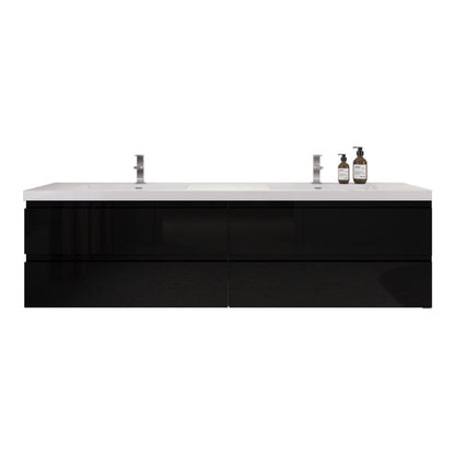 Bohemia Lina 84" Wall Mounted Bathroom Vanity with Reinforced Acrylic Integrated Sink Top