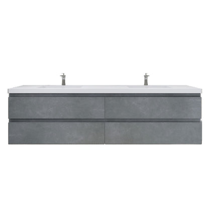 Bohemia Lina 84" Wall Mounted Bathroom Vanity with Reinforced Acrylic Integrated Sink Top
