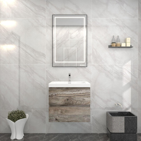 Bow 24" Wall Mounted Bathroom Vanity with Reinforced Acrylic Integrated Sink Top