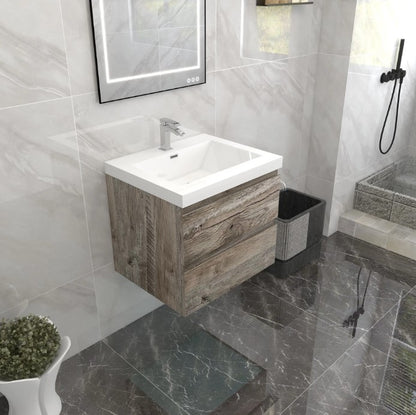 Bow 24" Wall Mounted Bathroom Vanity with Reinforced Acrylic Integrated Sink Top