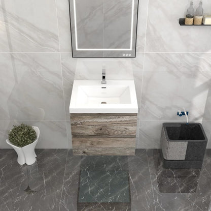 Bow 24" Wall Mounted Bathroom Vanity with Reinforced Acrylic Integrated Sink Top