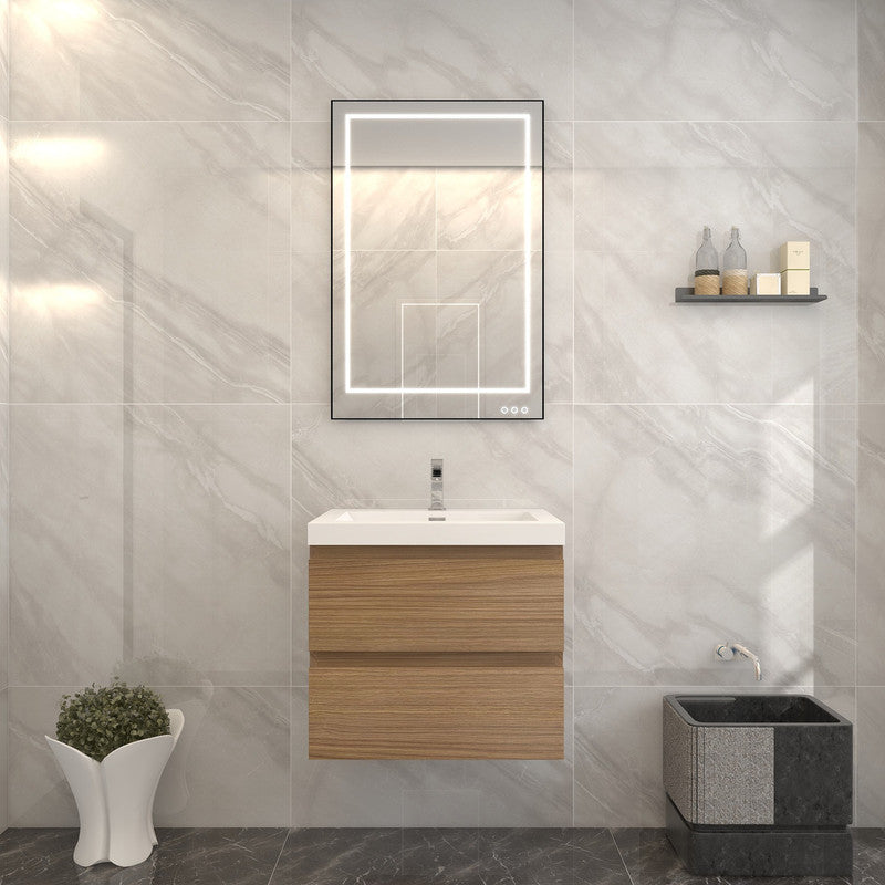 Bow 24" Wall Mounted Bathroom Vanity with Reinforced Acrylic Integrated Sink Top