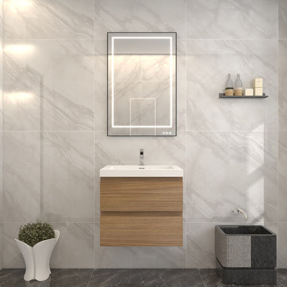 Bow 24" Wall Mounted Bathroom Vanity with Reinforced Acrylic Integrated Sink Top