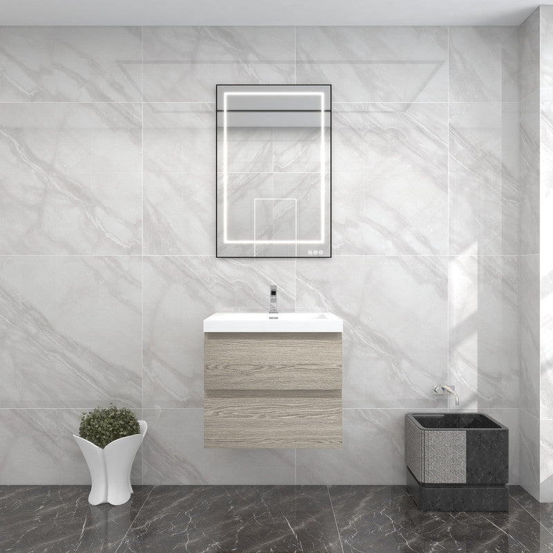 Bow 24" Wall Mounted Bathroom Vanity with Reinforced Acrylic Integrated Sink Top