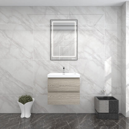 Bow 24" Wall Mounted Bathroom Vanity with Reinforced Acrylic Integrated Sink Top