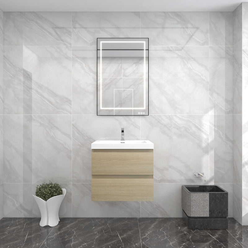 Bow 24" Wall Mounted Bathroom Vanity with Reinforced Acrylic Integrated Sink Top