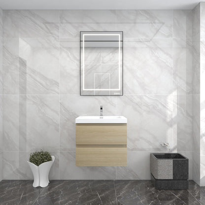 Bow 24" Wall Mounted Bathroom Vanity with Reinforced Acrylic Integrated Sink Top
