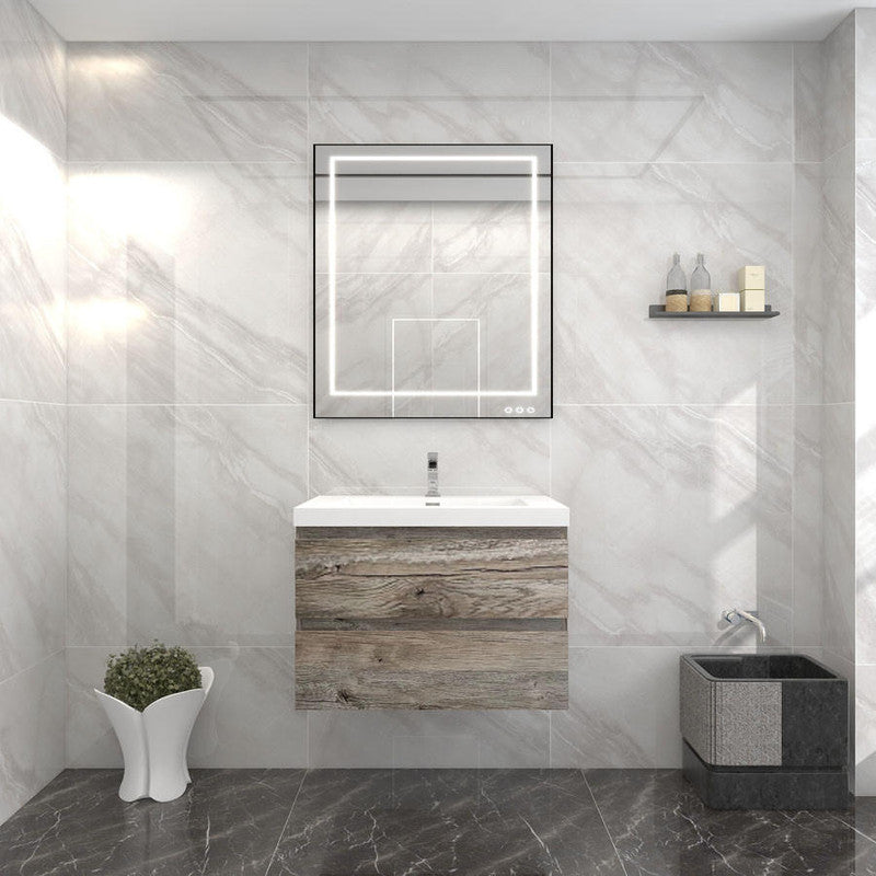 Bow 30" Wall Mounted Bathroom Vanity with Reinforced Acrylic Integrated Sink Top