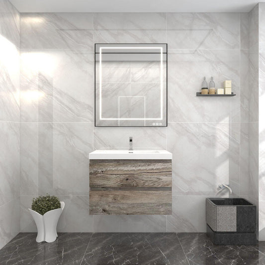 Bow 30" Wall Mounted Bathroom Vanity with Reinforced Acrylic Integrated Sink Top