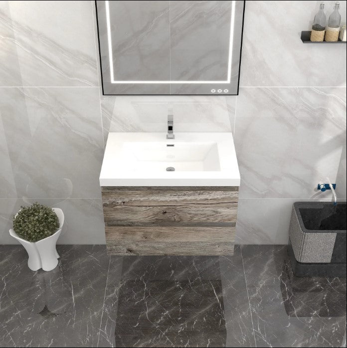Bow 30" Wall Mounted Bathroom Vanity with Reinforced Acrylic Integrated Sink Top
