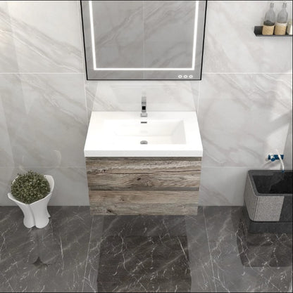 Bow 30" Wall Mounted Bathroom Vanity with Reinforced Acrylic Integrated Sink Top