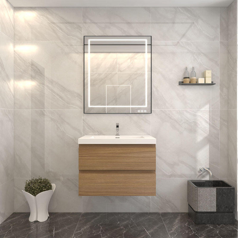 Bow 30" Wall Mounted Bathroom Vanity with Reinforced Acrylic Integrated Sink Top