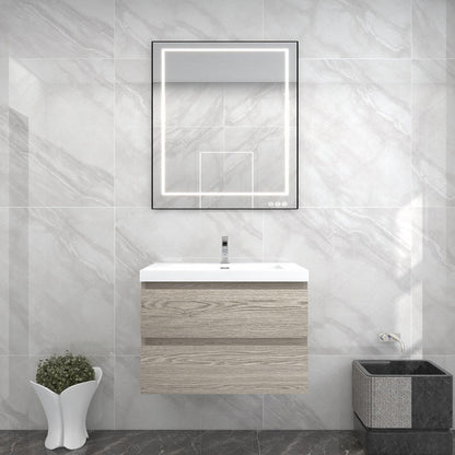 Bow 30" Wall Mounted Bathroom Vanity with Reinforced Acrylic Integrated Sink Top