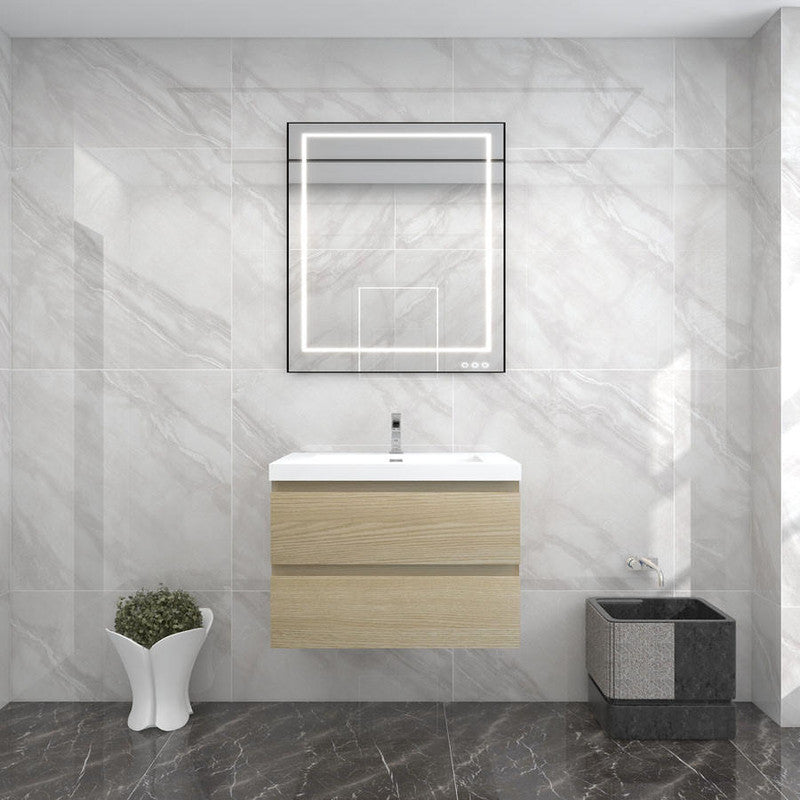 Bow 30" Wall Mounted Bathroom Vanity with Reinforced Acrylic Integrated Sink Top