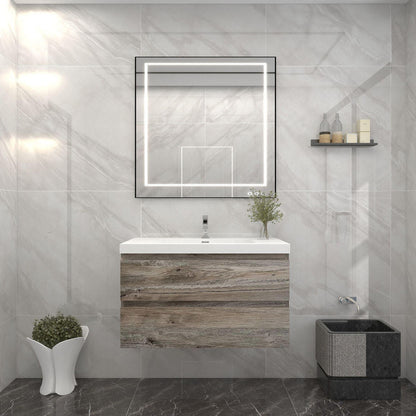 Bow 36" Wall Mounted Bathroom Vanity with Reinforced Acrylic Integrated Sink Top