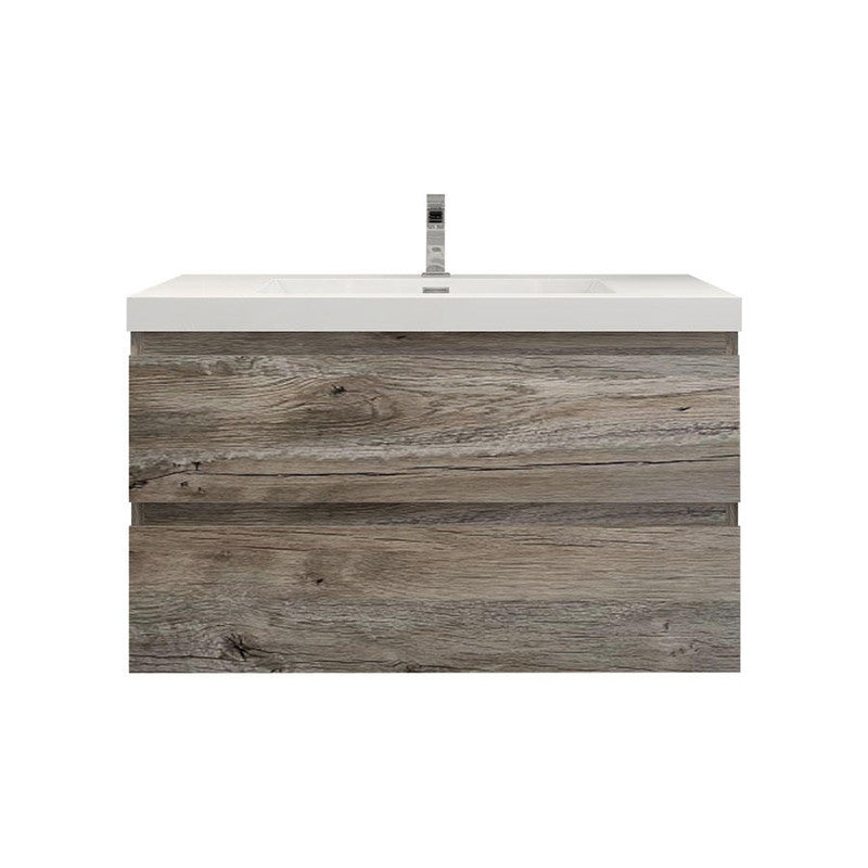 Bow 36" Wall Mounted Bathroom Vanity with Reinforced Acrylic Integrated Sink Top