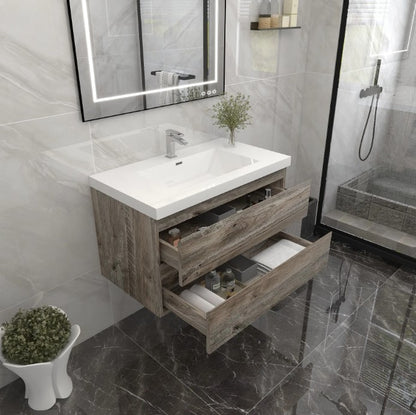 Bow 36" Wall Mounted Bathroom Vanity with Reinforced Acrylic Integrated Sink Top