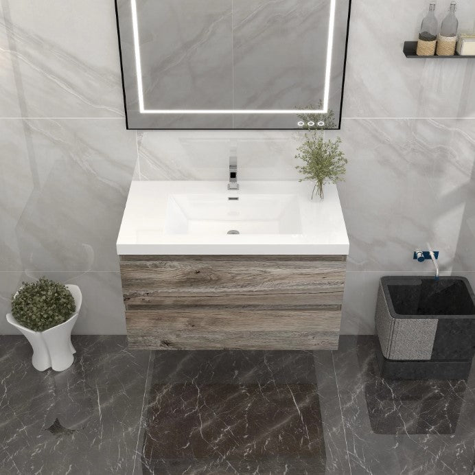 Bow 36" Wall Mounted Bathroom Vanity with Reinforced Acrylic Integrated Sink Top