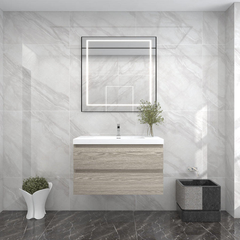 Bow 36" Wall Mounted Bathroom Vanity with Reinforced Acrylic Integrated Sink Top