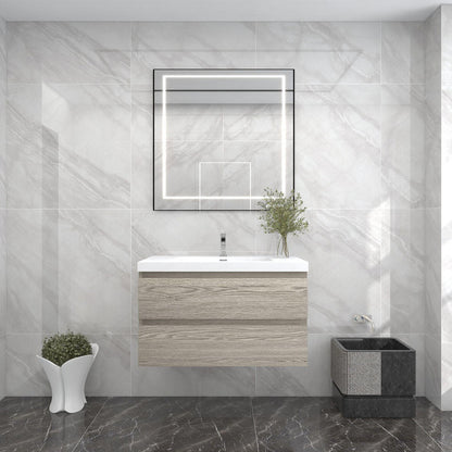 Bow 36" Wall Mounted Bathroom Vanity with Reinforced Acrylic Integrated Sink Top