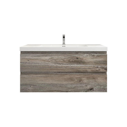 Bow 42" Wall Mounted Bathroom Vanity with Reinforced Acrylic Integrated Sink Top