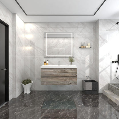 Bow 42" Wall Mounted Bathroom Vanity with Reinforced Acrylic Integrated Sink Top