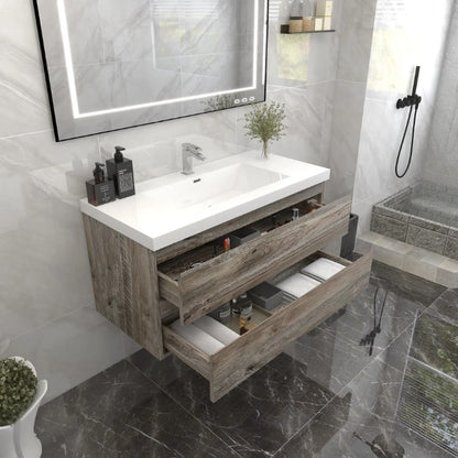 Bow 42" Wall Mounted Bathroom Vanity with Reinforced Acrylic Integrated Sink Top
