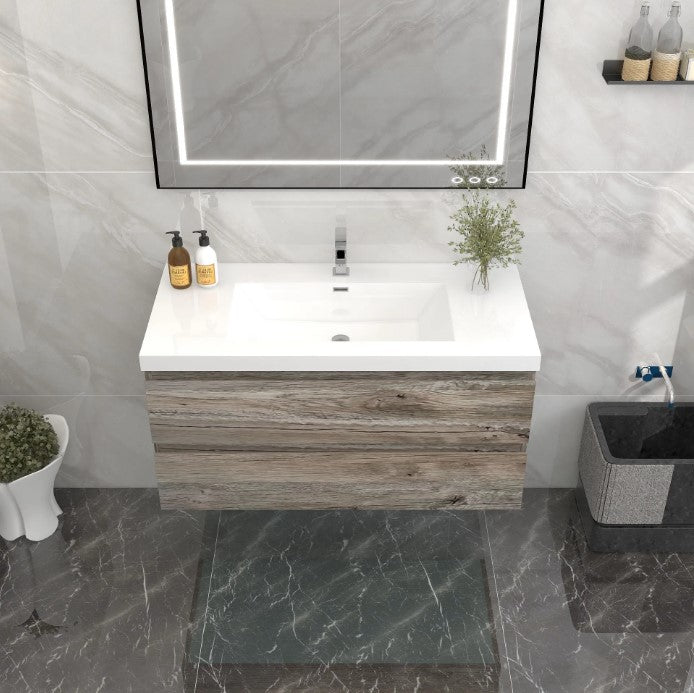 Bow 42" Wall Mounted Bathroom Vanity with Reinforced Acrylic Integrated Sink Top