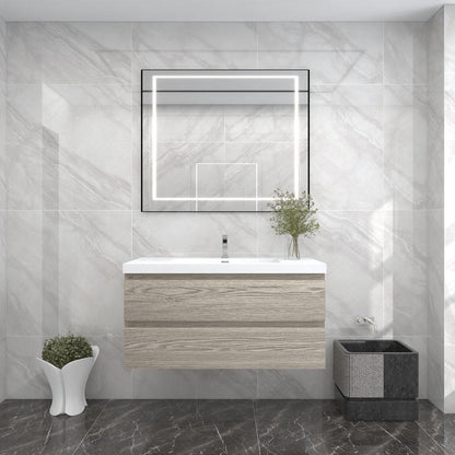 Bow 42" Wall Mounted Bathroom Vanity with Reinforced Acrylic Integrated Sink Top