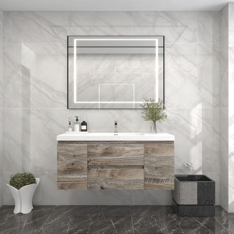 Bow 48" Wall Mounted Bathroom Vanity with Reinforced Acrylic Integrated Sink Top