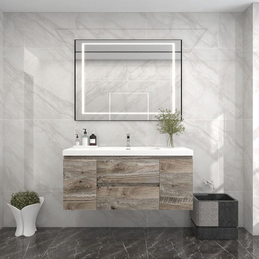 Bow 48" Wall Mounted Bathroom Vanity with Reinforced Acrylic Integrated Sink Top