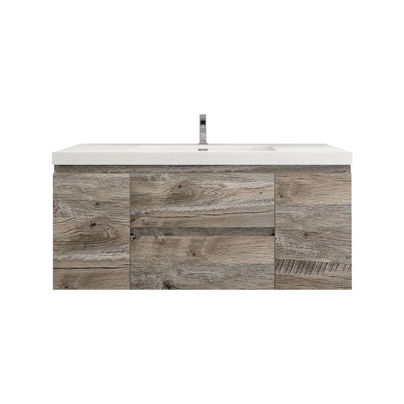 Bow 48" Wall Mounted Bathroom Vanity with Reinforced Acrylic Integrated Sink Top