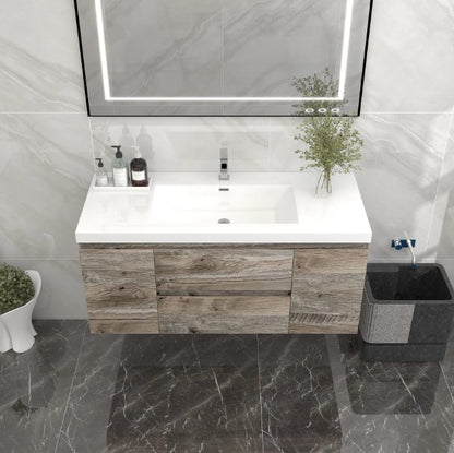 Bow 48" Wall Mounted Bathroom Vanity with Reinforced Acrylic Integrated Sink Top