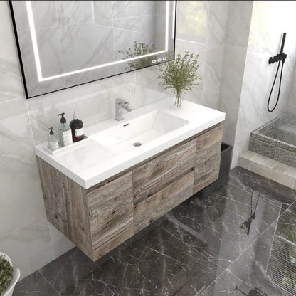 Bow 48" Wall Mounted Bathroom Vanity with Reinforced Acrylic Integrated Sink Top